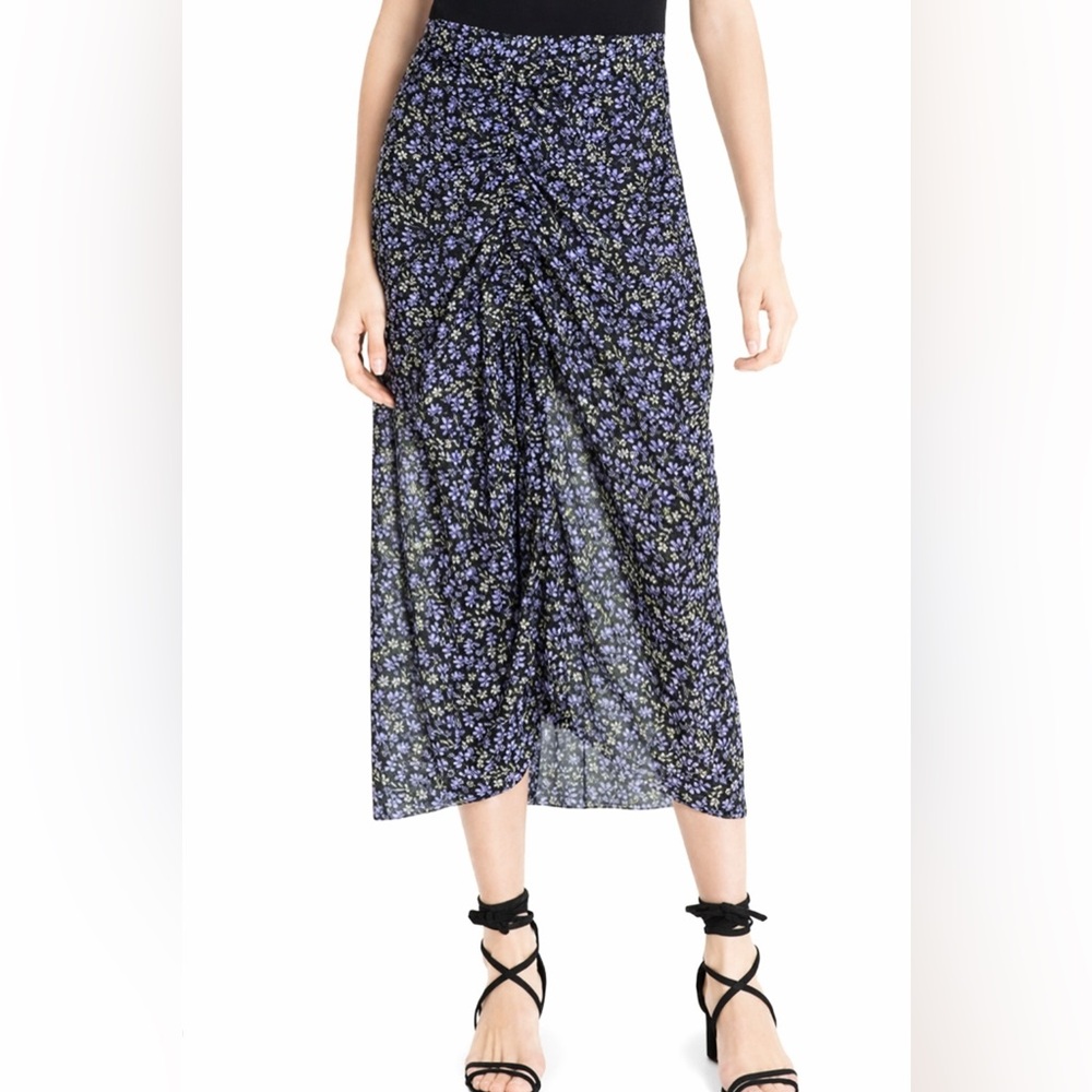 Robert Rodriguez Lily Floral Print Silk Ruched Fairy Boho Chic Midi Skirt 10